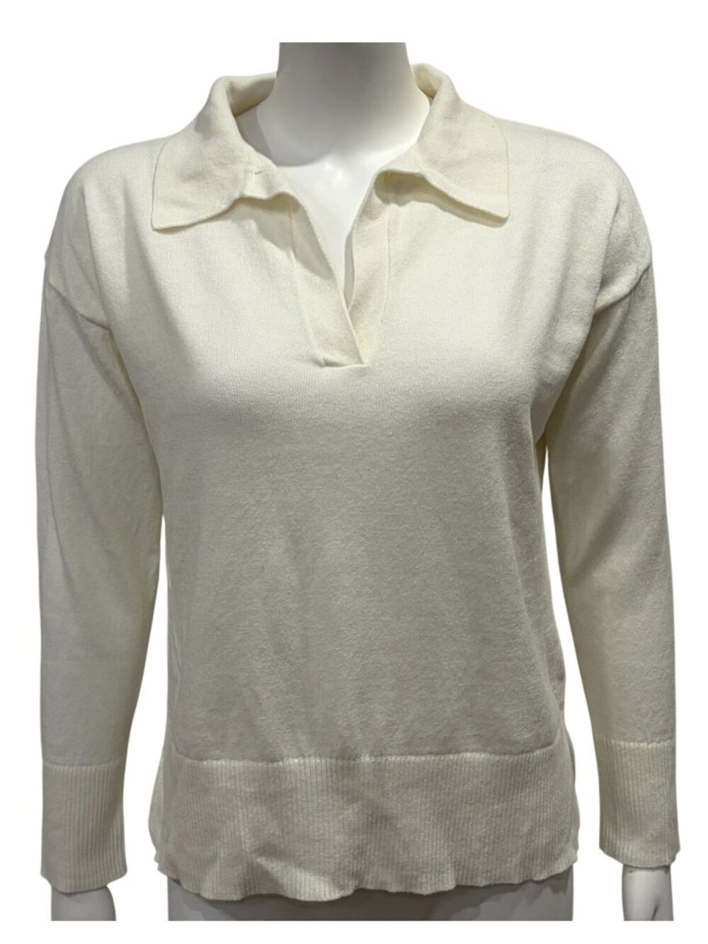 L.L.Bean Womens Cotton Cashmere Sweater Size S Collared Lightweight Pullover